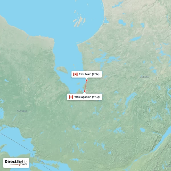 Waskaganish - East Main direct flight map