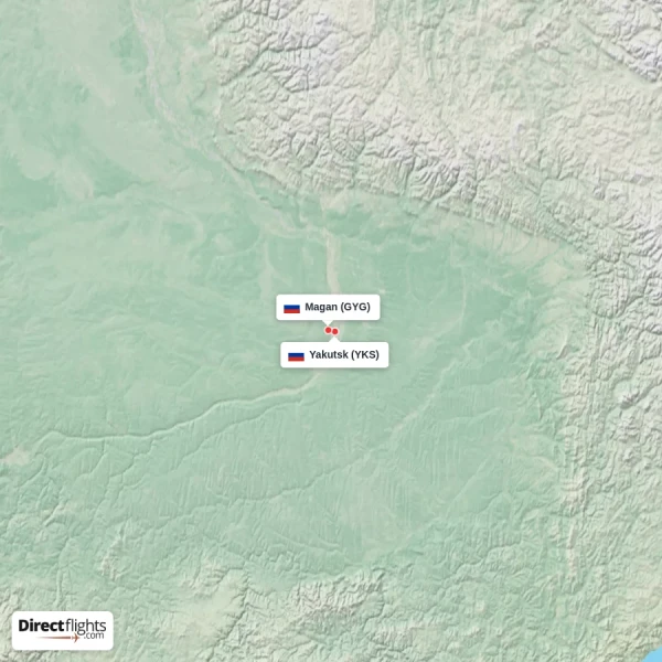 Yakutsk - Magan direct flight map