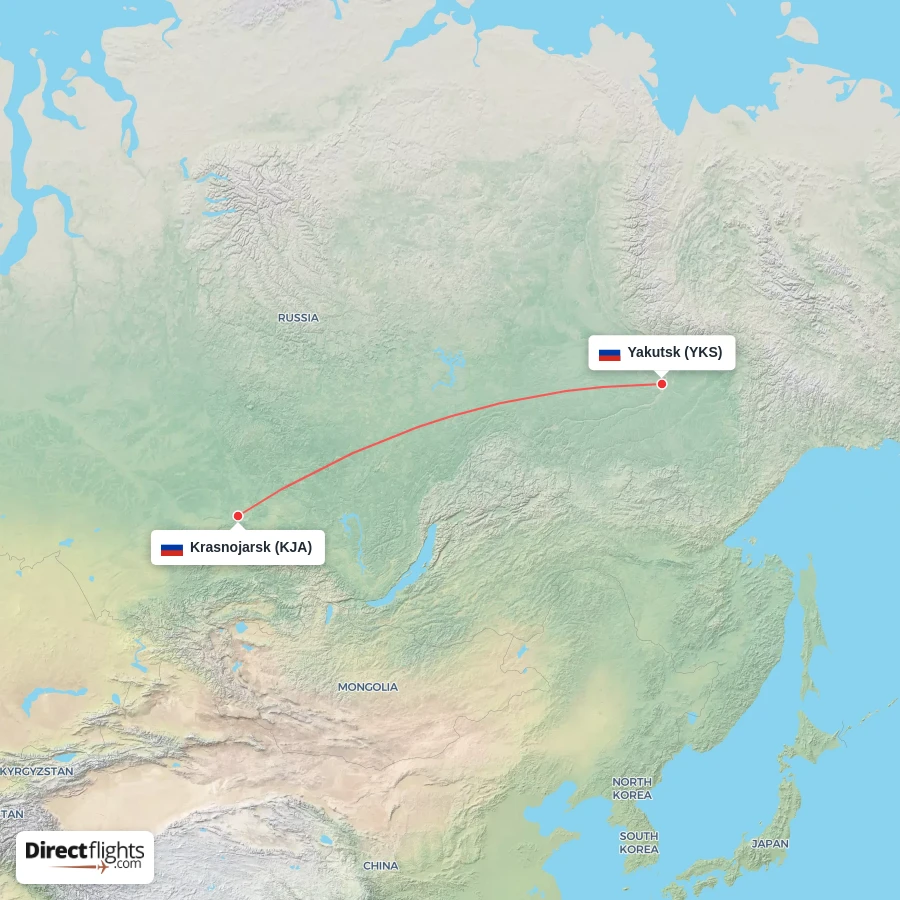 YKS - KJA route map