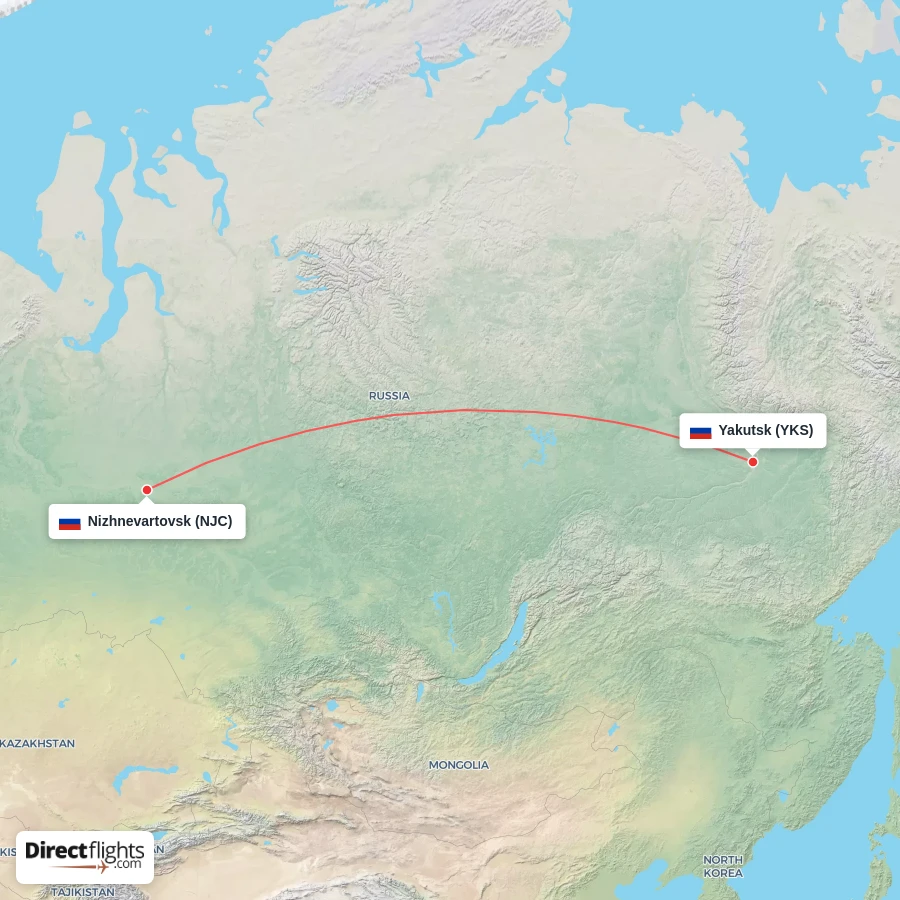 YKS - NJC route map