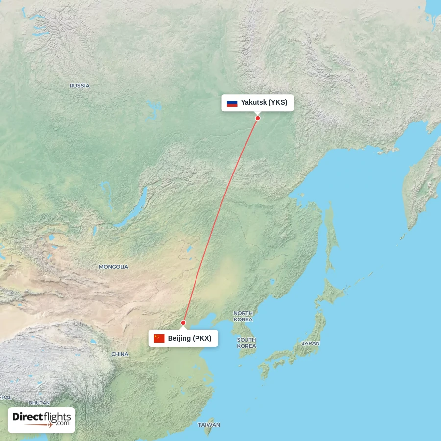 YKS - PKX route map