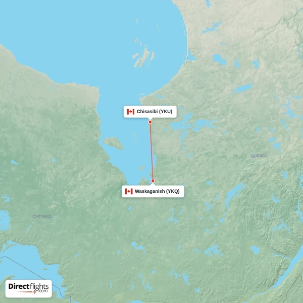 Chisasibi - Waskaganish direct flight map