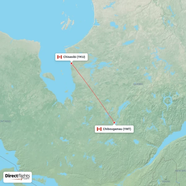 Chisasibi - Chibougamau direct flight map