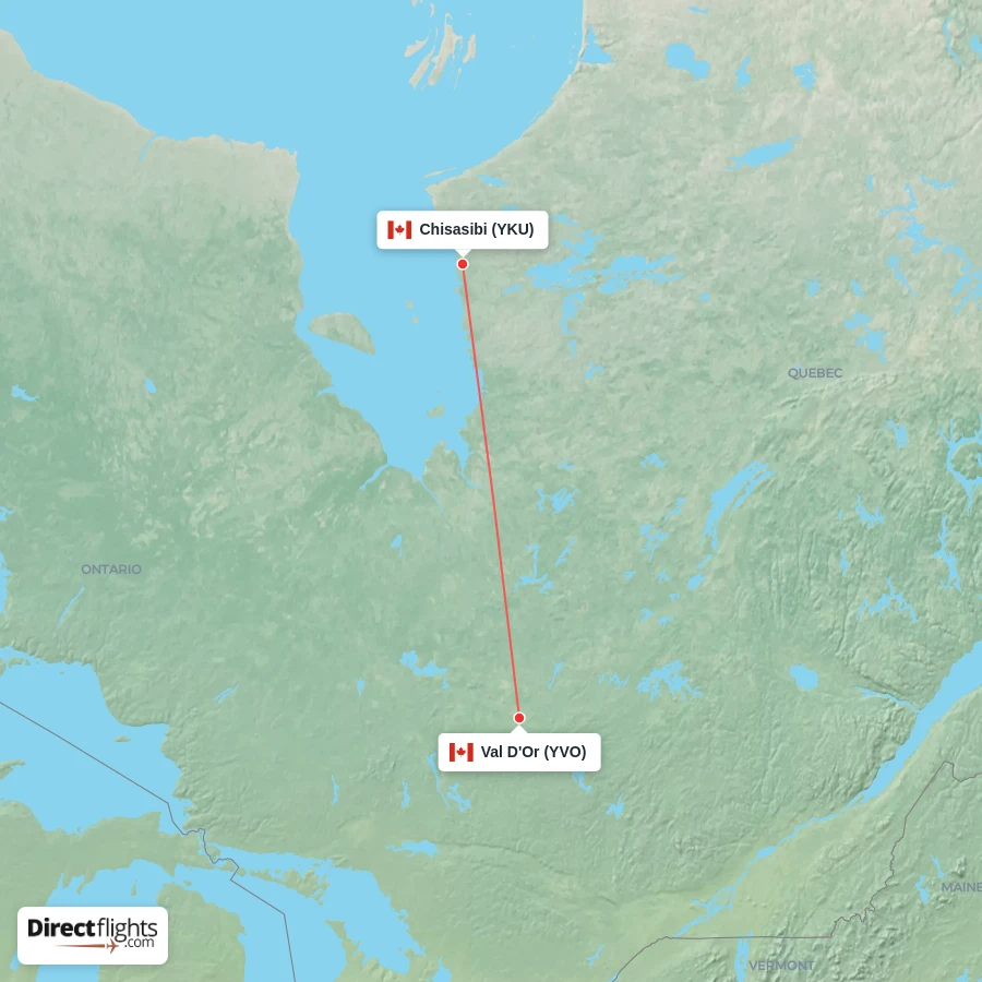 YKU - YVO route map