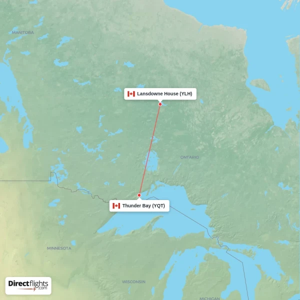 Lansdowne House - Thunder Bay direct flight map
