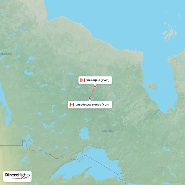 Lansdowne House - Webequie direct flight map