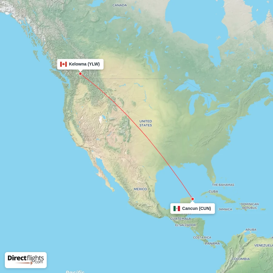YLW - CUN route map
