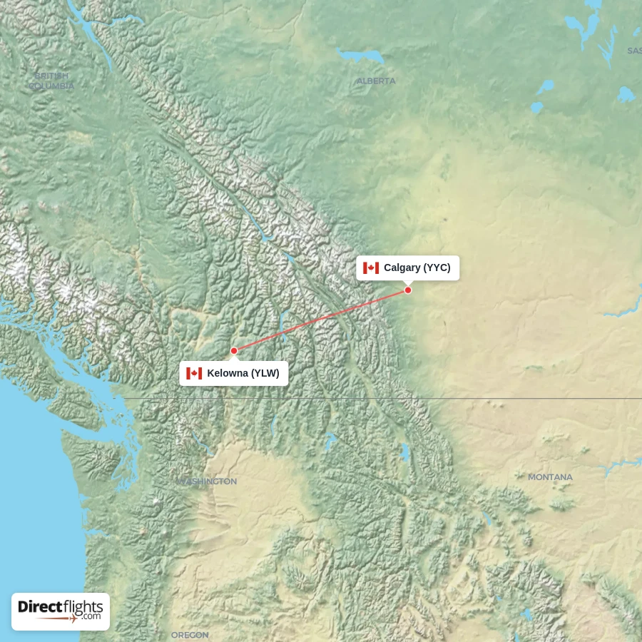 YLW - YYC route map