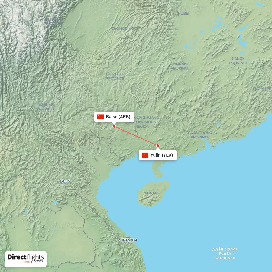 YLX - AEB route map