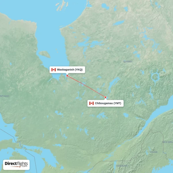Chibougamau - Waskaganish direct flight map