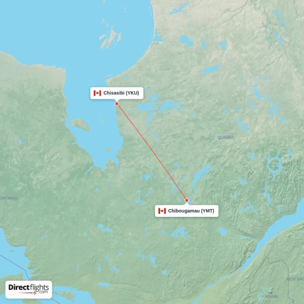 Chibougamau - Chisasibi direct flight map