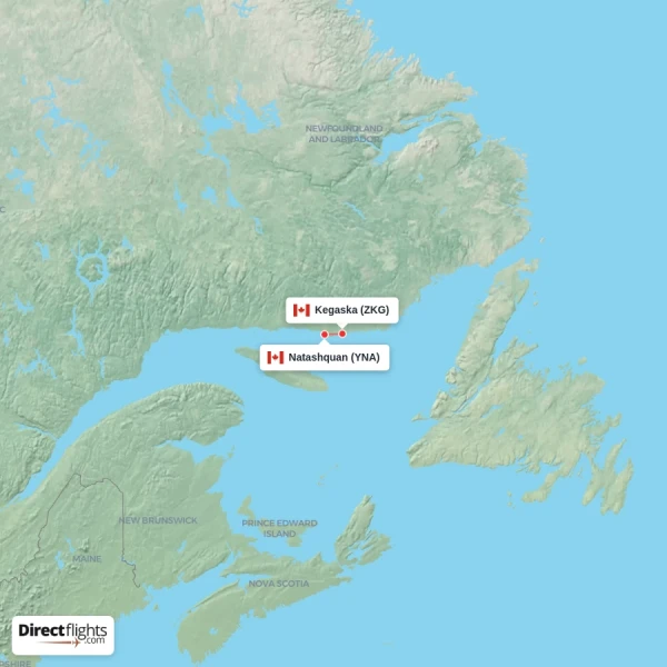 Natashquan - Kegaska direct flight map