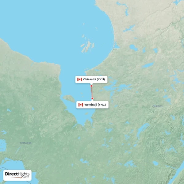 Wemindji - Chisasibi direct flight map