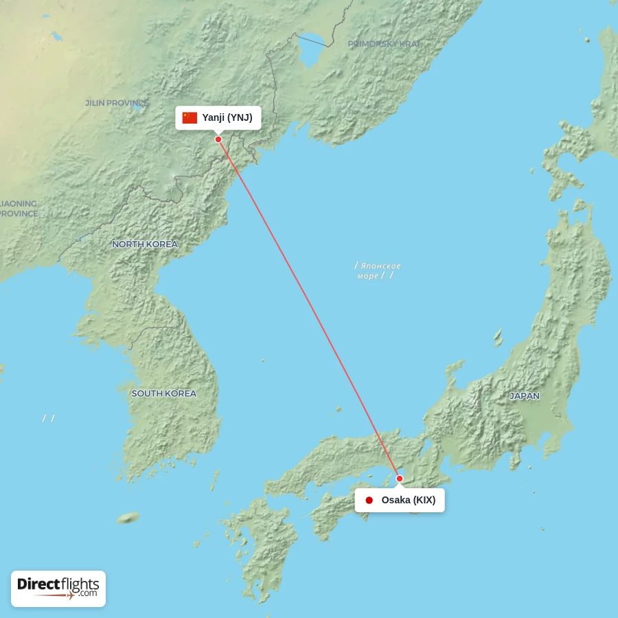 YNJ - KIX route map