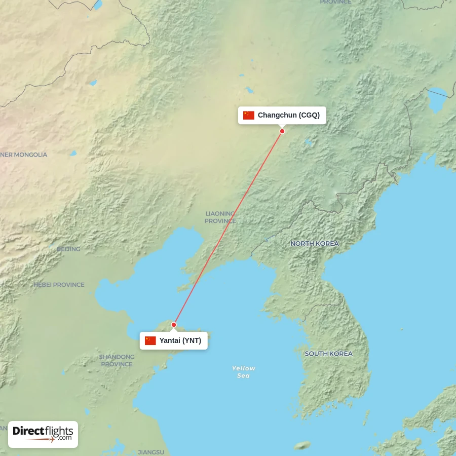 YNT - CGQ route map