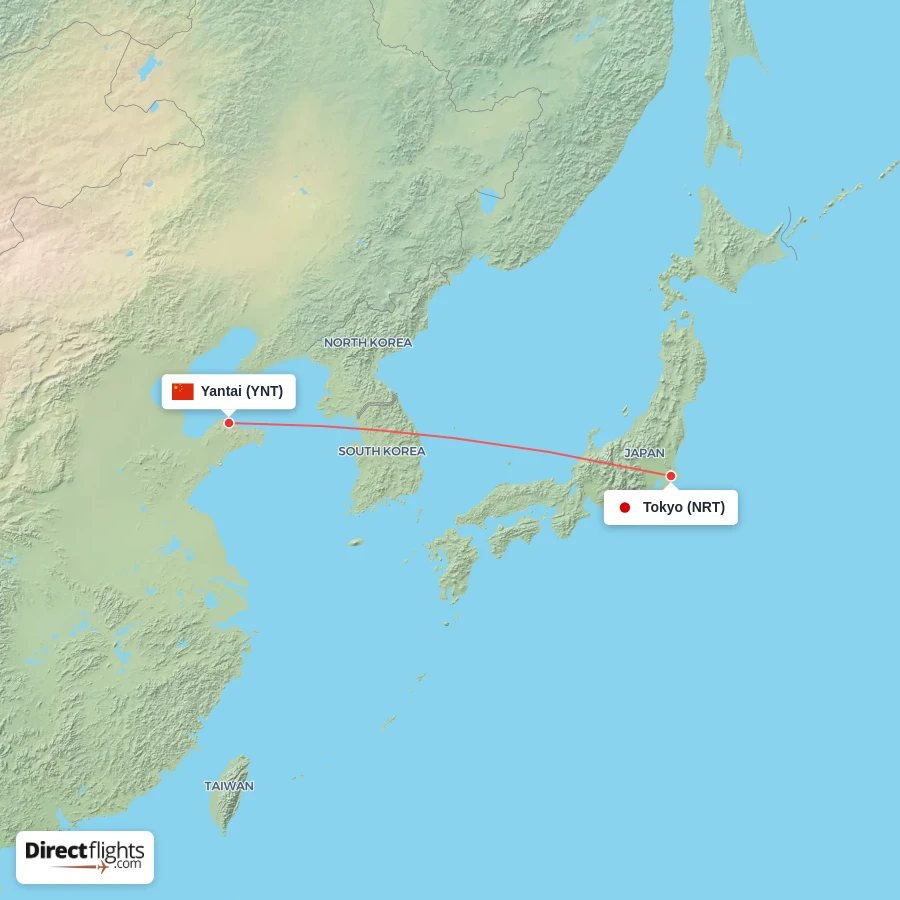 YNT - NRT route map