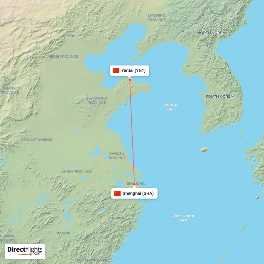 YNT - SHA route map