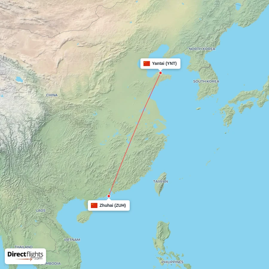 YNT - ZUH route map