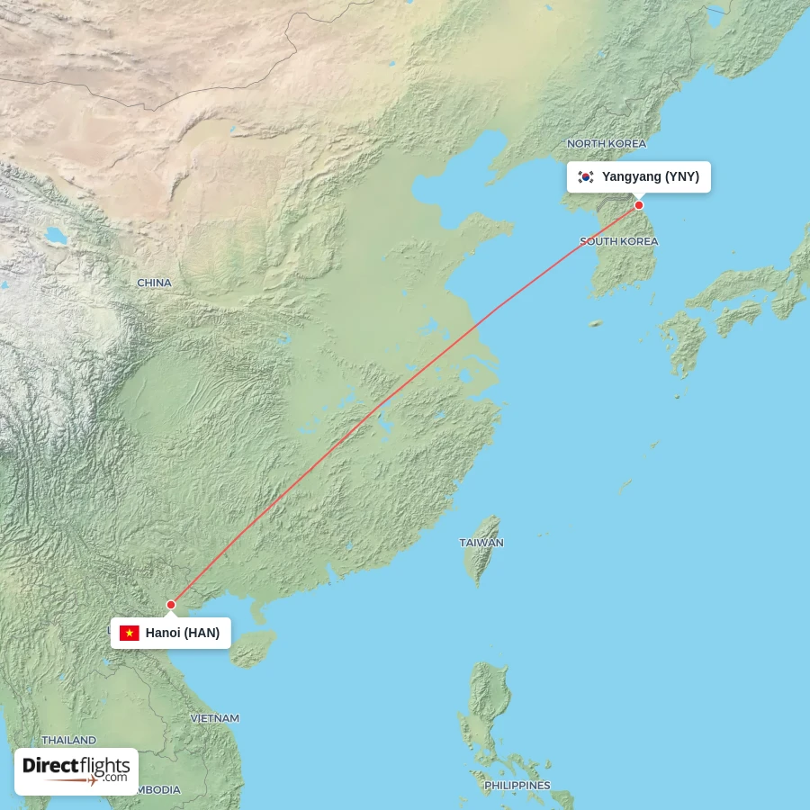 YNY - HAN route map