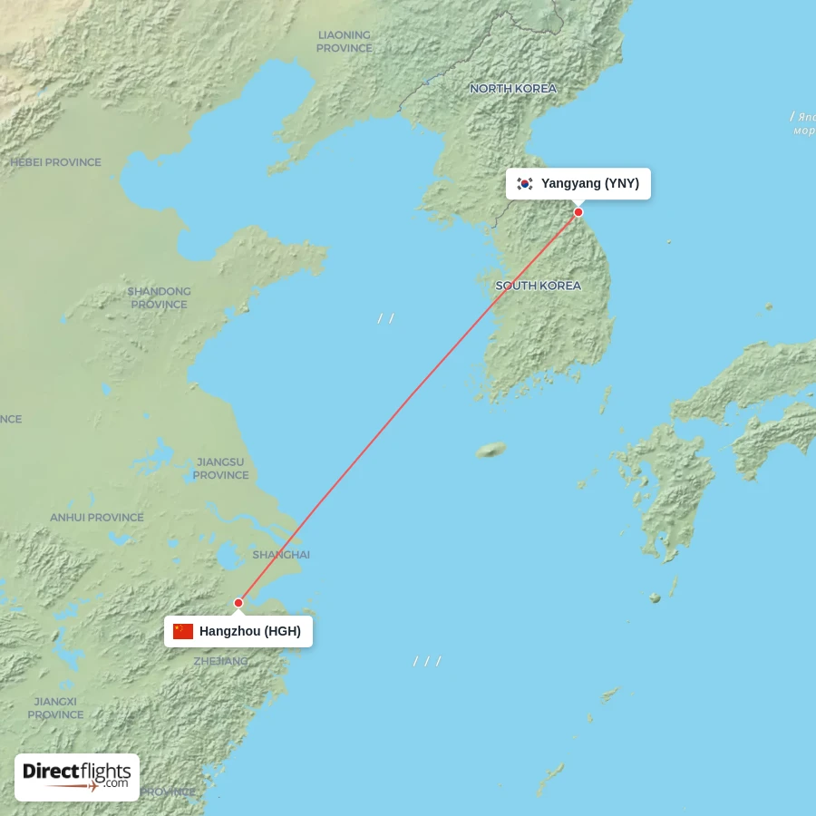 YNY - HGH route map