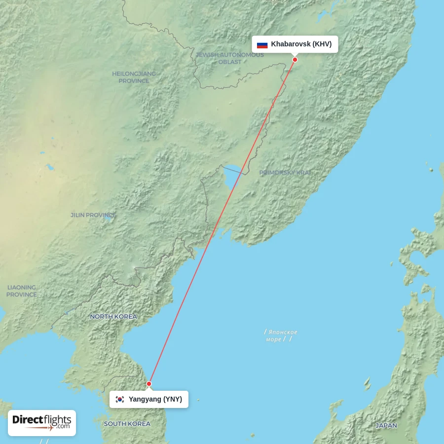 YNY - KHV route map
