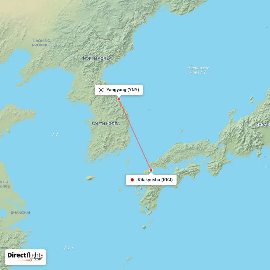 YNY - KKJ route map