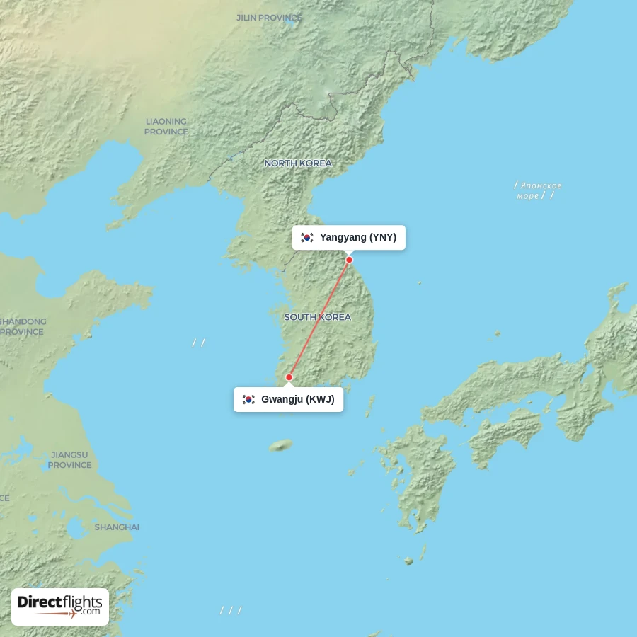 YNY - KWJ route map