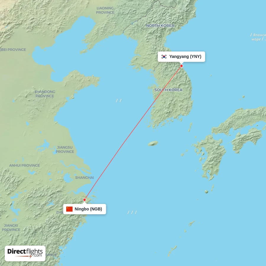 YNY - NGB route map