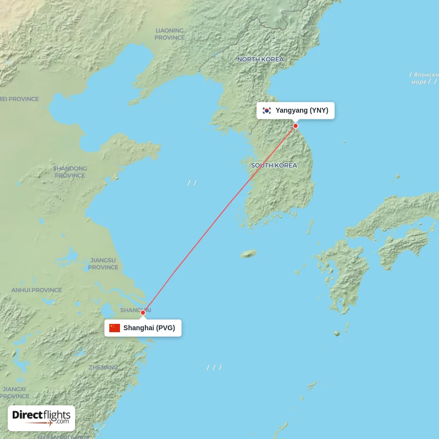 YNY - PVG route map