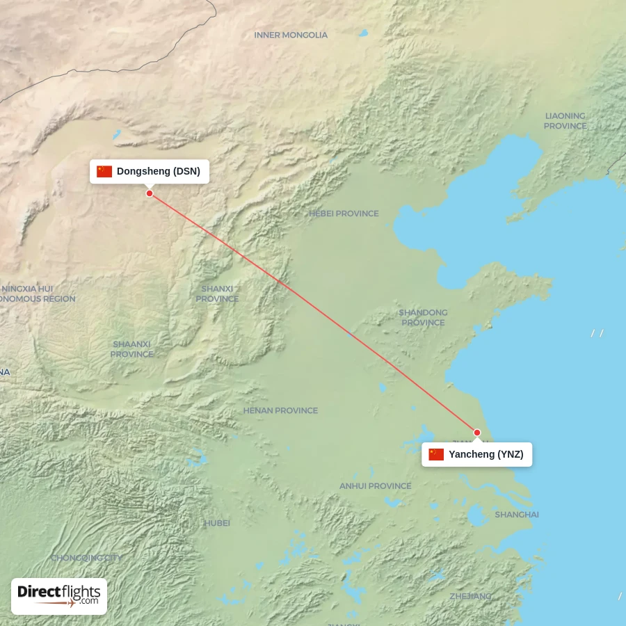 YNZ - DSN route map