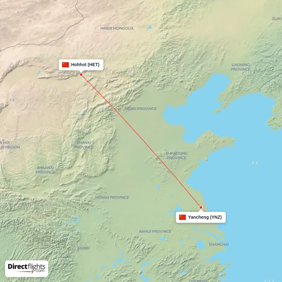 YNZ - HET route map