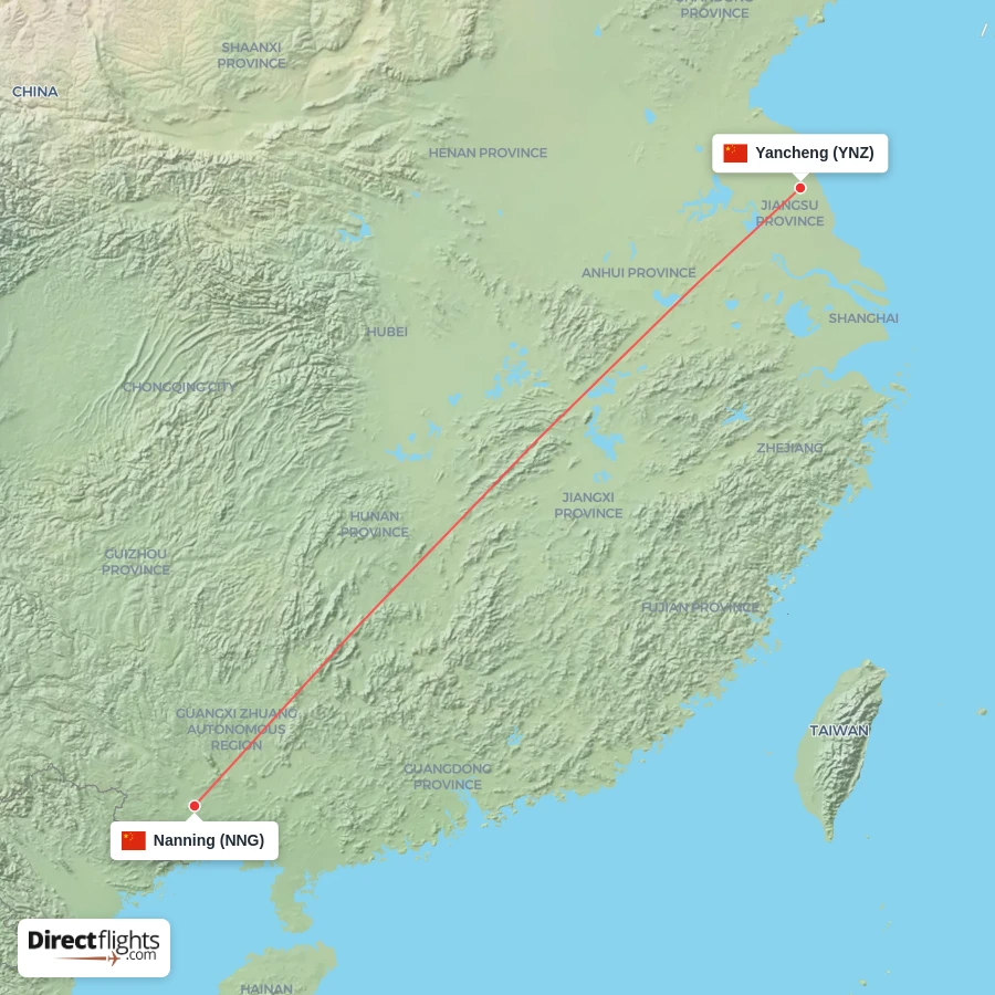 YNZ - NNG route map