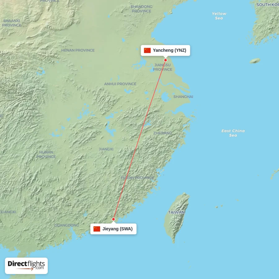 YNZ - SWA route map