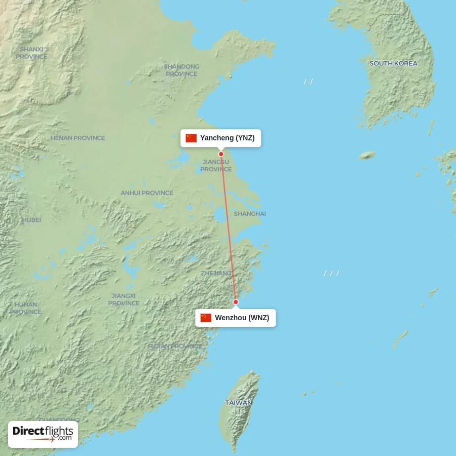 YNZ - WNZ route map
