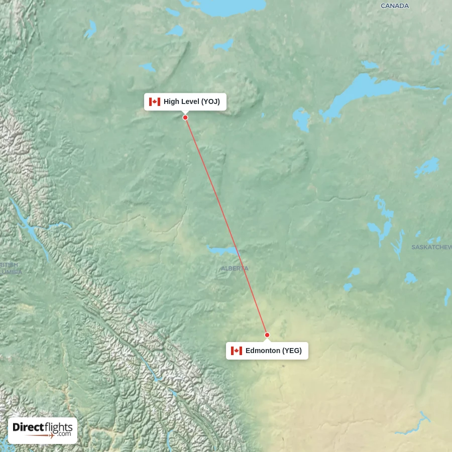 YOJ - YEG route map