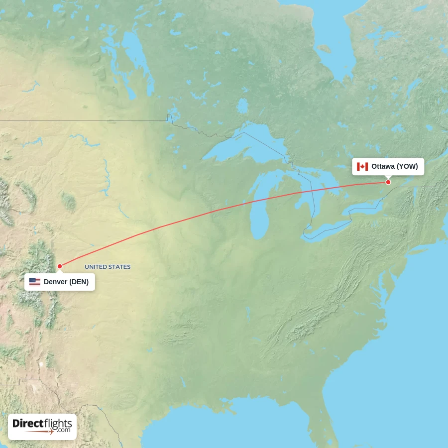 YOW - DEN route map