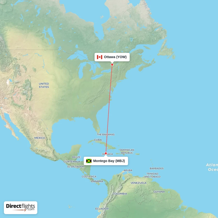 YOW - MBJ route map