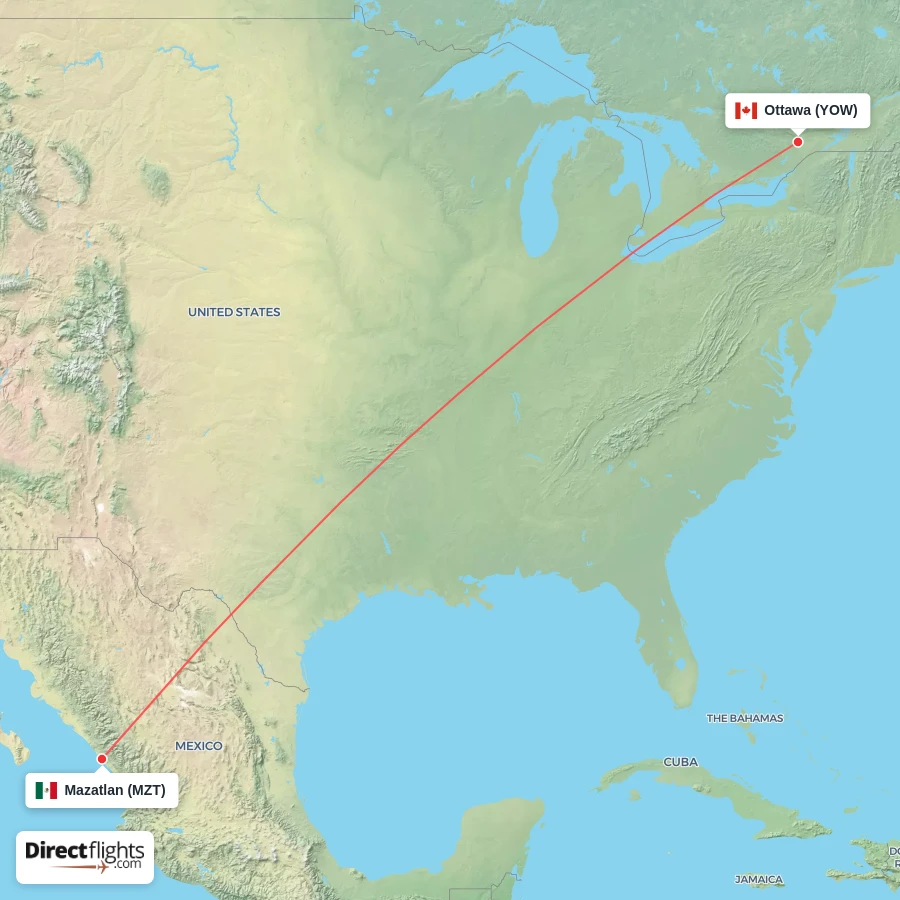 YOW - MZT route map