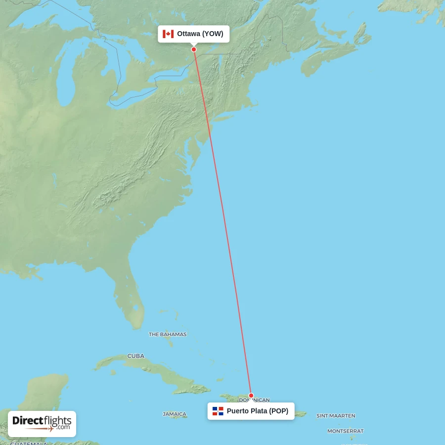 YOW - POP route map