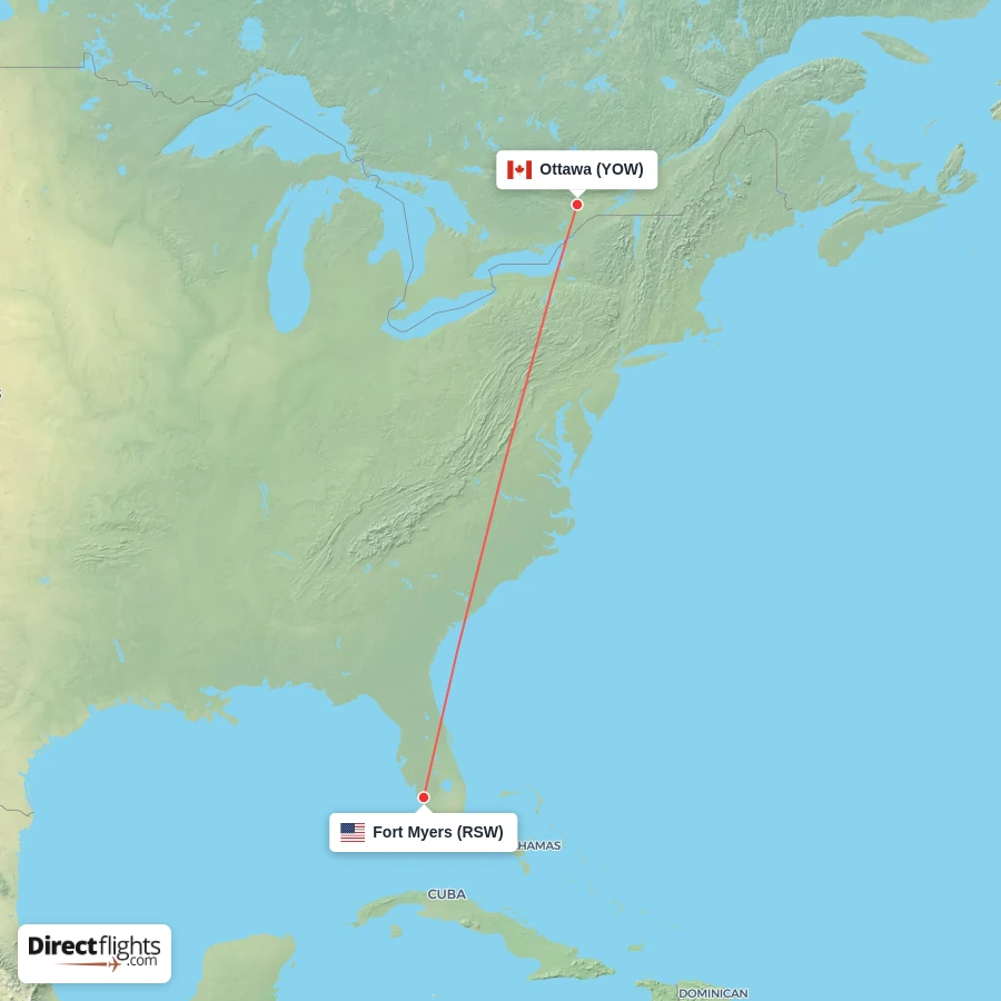 YOW - RSW route map