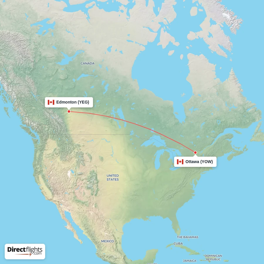 YOW - YEG route map