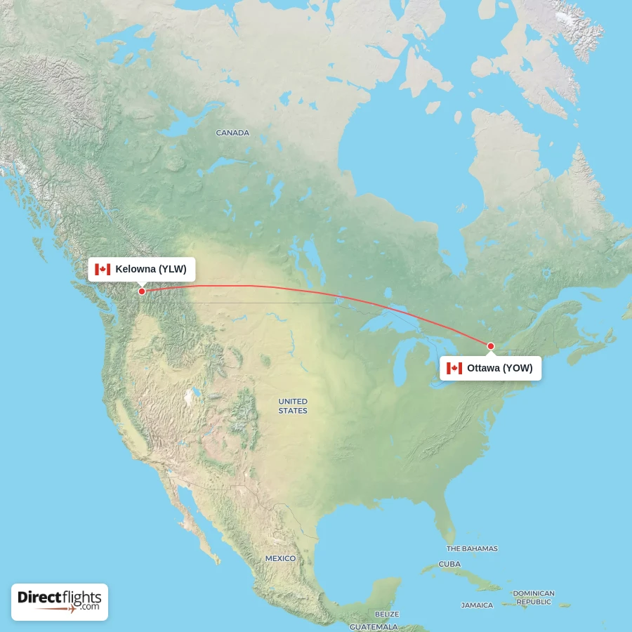 YOW - YLW route map