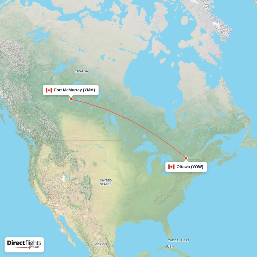 YOW - YMM route map
