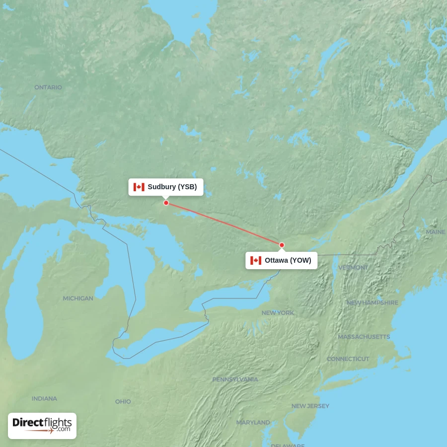 YOW - YSB route map