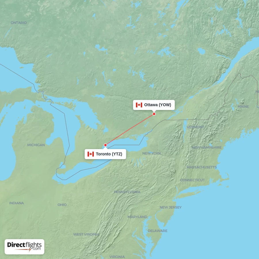 YOW - YTZ route map