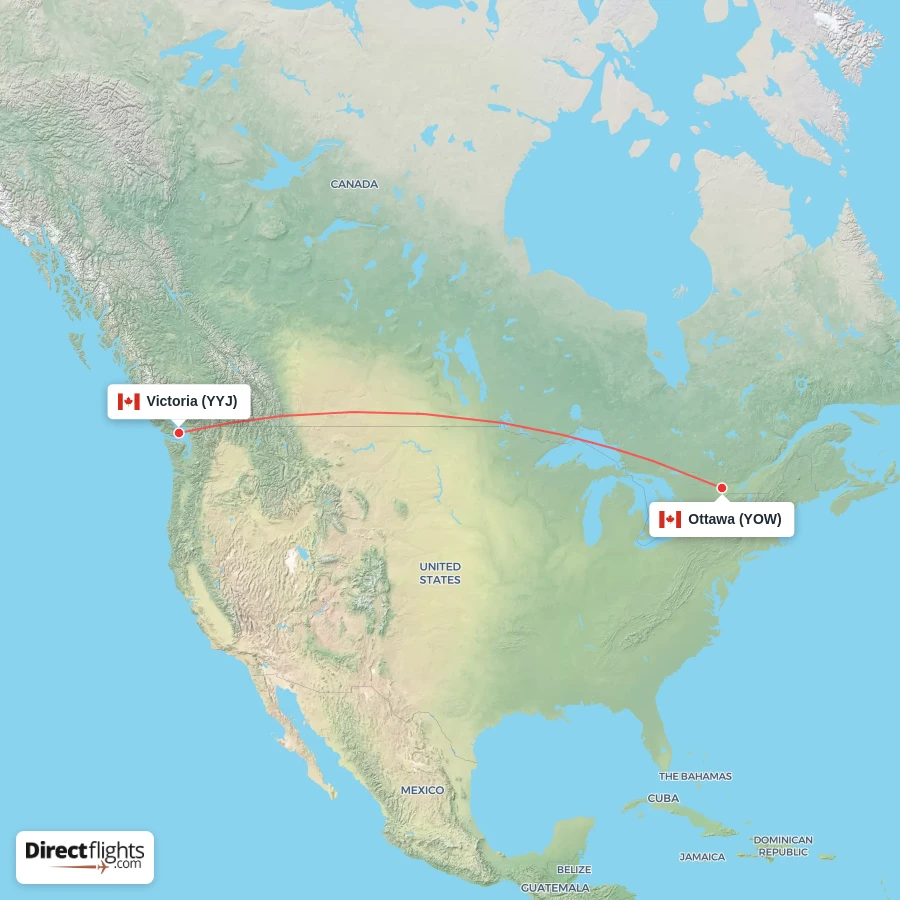 YOW - YYJ route map