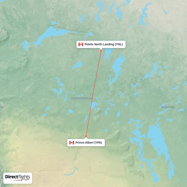 Prince Albert - Points North Landing direct flight map