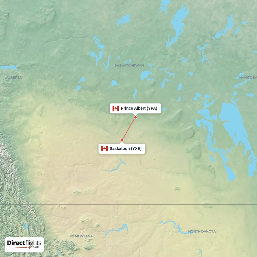 YPA - YXE route map
