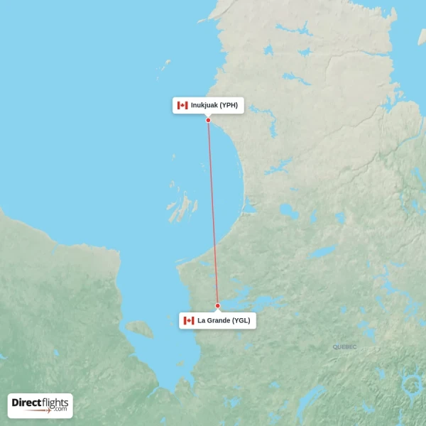Inukjuak - La Grande direct flight map