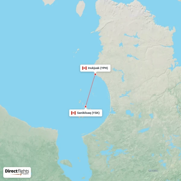 Inukjuak - Sanikiluaq direct flight map